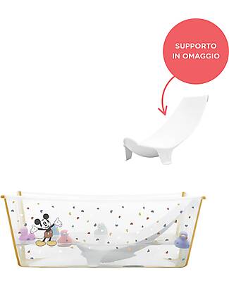 Stokke Vaschetta Pieghevole Flexi Bath con Supporto in Omaggio - Mickey - per Neonati e Bambini Vaschette e Accessori