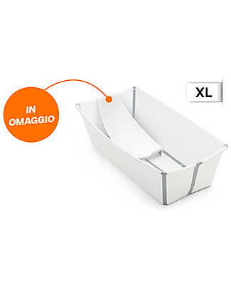 Stokke Vaschetta Pieghevole Flexi Bath XL con Supporto in Omaggio - Bianco - per Neonati e Bambini Vaschette e Accessori