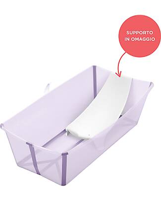 Stokke Vaschetta Pieghevole Flexi Bath XL con Supporto in Omaggio - Lavanda - per Neonati e Bambini Vaschette e Accessori