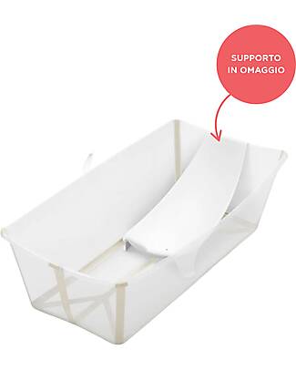 Stokke Vaschetta Pieghevole Flexi Bath XL con Supporto in Omaggio - Sandy - per Neonati e Bambini Vaschette e Accessori