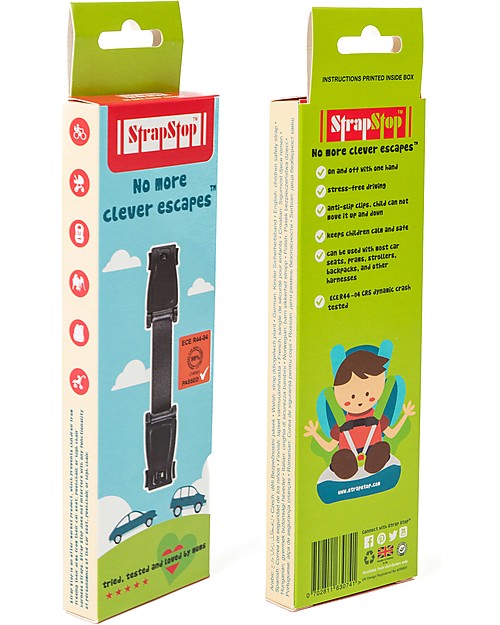 StrapStop Cinghia di Sicurezza Multiuso StrapStop per Seggiolini Auto e Passeggini, Nero - Niente più fughe! Accessori Vari