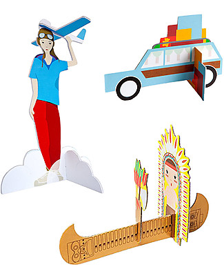 StudioRoof Cartolina 3D a tema Viaggio - Indiano Canoa - Ragazzo con Aereo - Vacanze Carta e Cartone