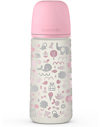 Suavinex Baby Bottle Memories with SX Pro Teat - 360 ml - High Flow From 6 Months - Pink Anti-Colic Baby Bottles