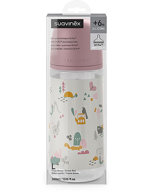 Suavinex Biberon 360ml - Tettarella Simmetrica in Silicone SX Pro -Rosa - dai 6 Mesi Biberon_