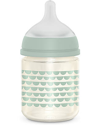 Suavinex Biberon Bonhomia in Vetro - 120 ml - Piuma Verde - 0+ - con tettarella Simmetrica SX Pro Biberon_