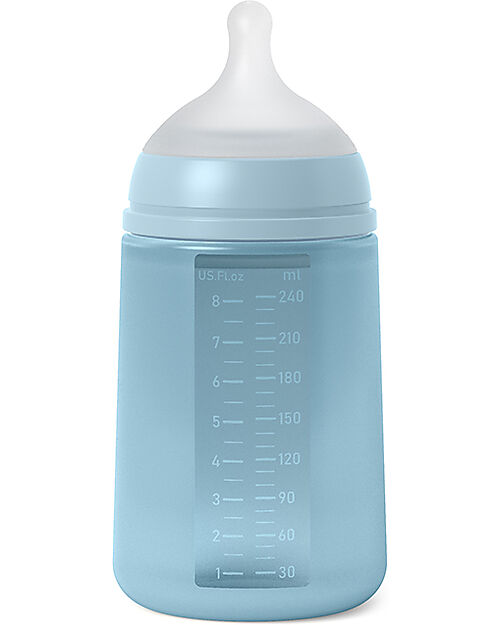 Suavinex Biberon Color Essence in Silicone - 240 ml - Acqua - con Tettarella Simmetrica SX Pro - dai 3 Mesi Biberon_