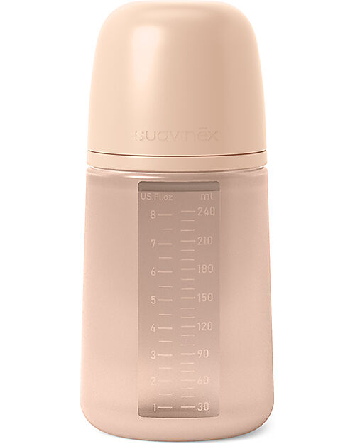 Suavinex Biberon Color Essence in Silicone - 240 ml - Nude - con Tettarella Simmetrica SX Pro - dai 3 Mesi Biberon_