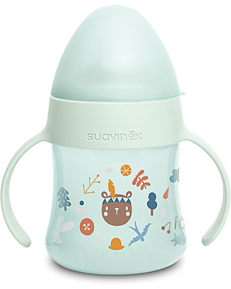 Suavinex Biberon First con Manici e Beccuccio - 150 ml - dai 4 Mesi - Celeste Biberon_