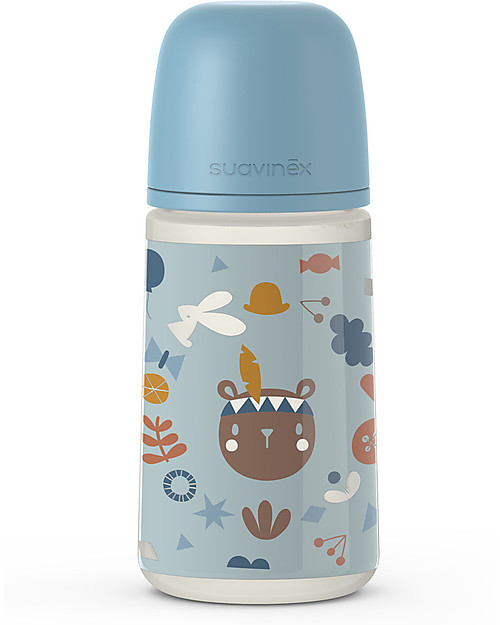 Suavinex Biberon Forest con Tettarella Simmetrica SX Pro - 270 ml - dai 6 Mesi - Celeste Biberon_