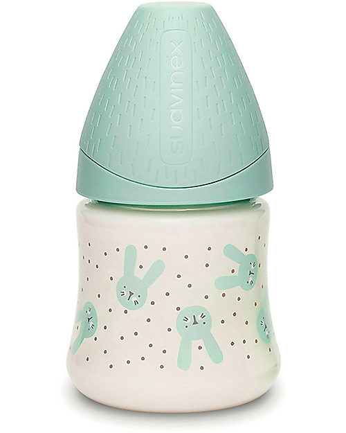 Suavinex Biberon Hygge in Vetro - 120 ml - Tettarella Anti-Colica dalla Nascita - Verde Biberon_