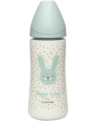 Suavinex Biberon Hygge in Vetro - 360 ml - Tettarella a 3 Posizioni dai 6 mesi - Verde Biberon Anti-Colica