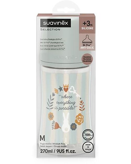 Suavinex Biberon Wonderland – Azzurro – 270ml – Flusso Medio Biberon_
