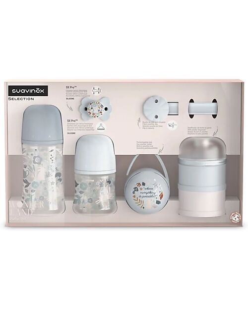 Suavinex Set Benvenuto Wonderland – Azzurro – Include Succhietto SX Pro - Biberon 150ml – Biberon 270ml – Portasucchietti Duo Biberon_