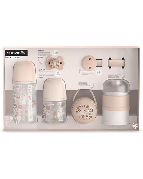 Suavinex Set Benvenuto Wonderland – Rosa - Include Succhietto SX Pro - Biberon 150ml – Biberon 270ml – Portasucchietti Duo Biberon_