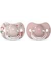 Suavinex Set di 2 Ciucci - Tettarella Simmetrica SX Pro in Silicone - Rosa - 6-18 Mesi Ciucci