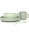 Suavinex Set Pappa Color Essence in Silicone - Piatto/Scodella/Tazza e Cucchiaio - Verde Set Pappa