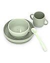 Suavinex Set Pappa Color Essence in Silicone - Piatto/Scodella/Tazza e Cucchiaio - Verde Set Pappa