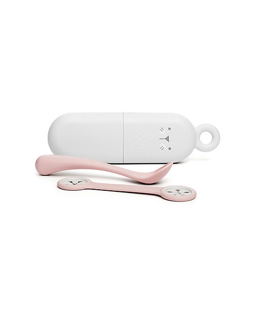 Suavinex Set Portaposate Hygge con Cucchiaio + Porta Posate + ReggiBavaglino - Rosa Set Pappa