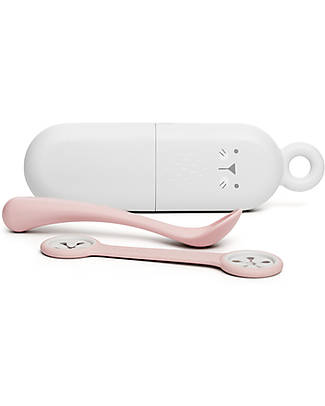 Suavinex Set Portaposate Hygge con Cucchiaio + Porta Posate + ReggiBavaglino - Rosa Set Pappa
