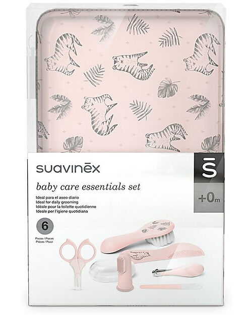 Suavinex Set Toilette Neonato - Rosa - 6 Accessori in Beauty Case Kit Toilette Neonato