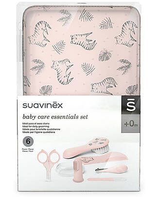 Suavinex Set Toilette Neonato - Rosa - 6 Accessori in Beauty Case Kit Toilette Neonato