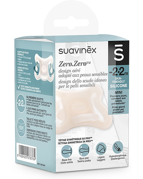 Suavinex Succhietto Zero.Zero Sx-Pro - 100% Silicone - Adatto anche ai Neonati Prematuri Ciucci