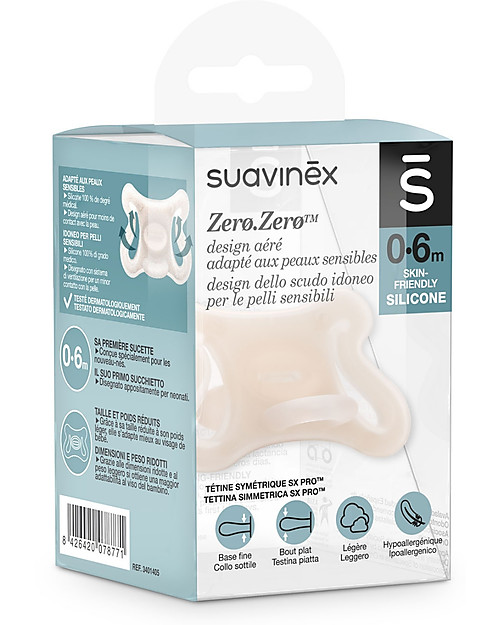 Suavinex Succhietto Zero.Zero Sx-Pro - 100% Silicone - Rispetta l'Allattamento Materno Ciucci