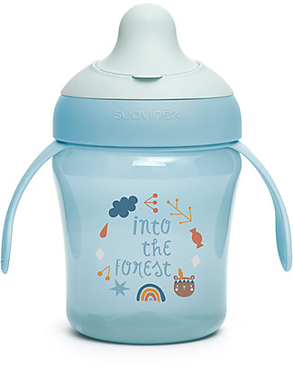 Suavinex Tazza Antigoccia Forest Azzurro - dai 6 Mesi - Aiuta nella Dentizione Tazze con Beccuccio Sippy