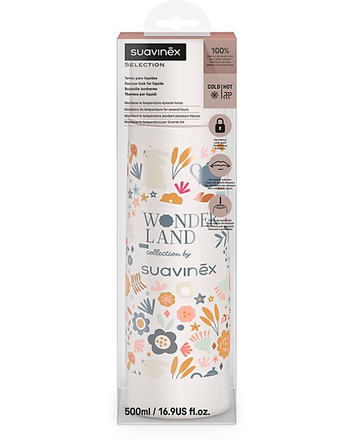 Suavinex Thermos per Liquidi Wonderland in Acciaio Inox - Panna - 500 ml Contenitori Termici