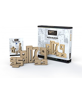 SumBlox Mattoncini in Legno Numeri per l'Apprendimento Visivo della Matematica - Home Set da 43 mattoncini + cards Giochi STEM