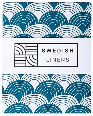 Swedish Linens Federa per Cuscini Arcobaleni - Blu Marocco - 25x20 cm - Cotone Organico GOTS Lenzuola e Federe