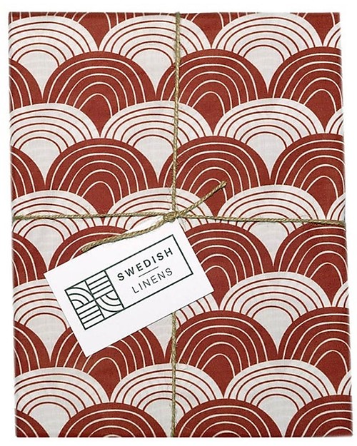 Swedish Linens Federa per Cuscini Arcobaleni - Borgogna - 25x20 cm - Cotone Organico GOTS Lenzuola e Federe