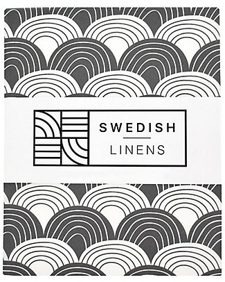 Swedish Linens Federa per Cuscini Arcobaleni - Grafite - 25x20 cm - Cotone Organico GOTS Lenzuola e Federe