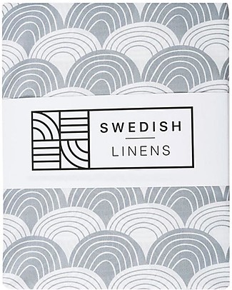 Swedish Linens Federa per Cuscini Arcobaleni - Grigio - 25x20 cm - Cotone Organico GOTS Lenzuola e Federe
