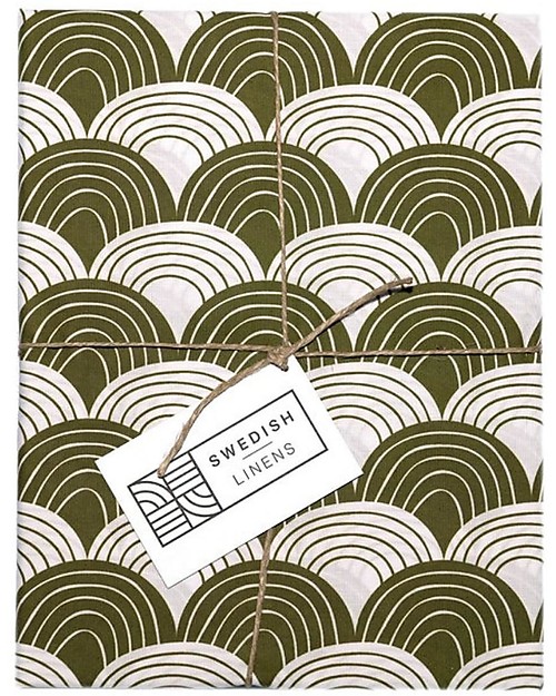 Swedish Linens Federa per Cuscini Arcobaleni - Verde Oliva - 25x20 cm - Cotone Organico GOTS Lenzuola e Federe