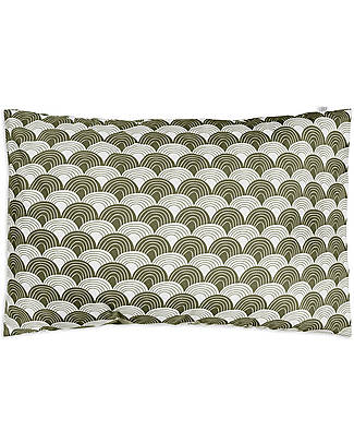 Swedish Linens Federa per Cuscini Arcobaleni - Verde Oliva - 25x20 cm - Cotone Organico GOTS Lenzuola e Federe