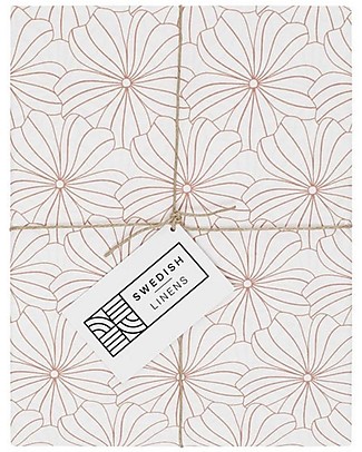 Swedish Linens Federa per Cuscini Fiori - Bianco - 25x20 cm - Cotone Organico GOTS Cuscini