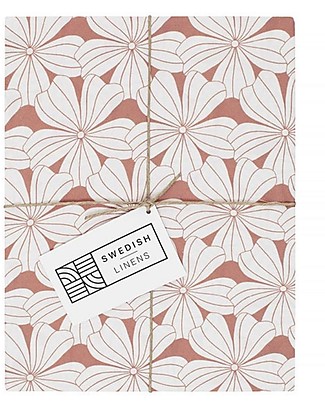 Swedish Linens Federa per Cuscini Fiori - Terracotta - 25x20 cm - Cotone Organico GOTS Cuscini