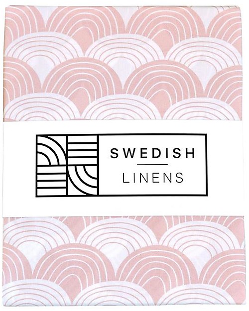 Swedish Linens Lenzuolo di sotto con angoli per culla - Arcobaleni rosa carne - 120 x 60 cm Biancheria Culla
