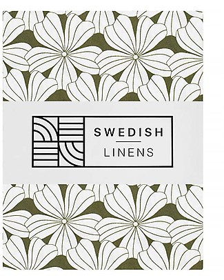 Swedish Linens Lenzuolo di sotto con angoli per culla - Fiori verde oliva 80x40cm Lenzuola e Federe