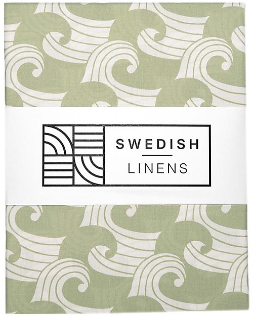 Swedish Linens Lenzuolo di sotto con angoli per culla - Onde verde salvia 80x40cm Biancheria Culla