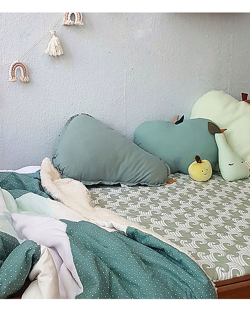 Swedish Linens Lenzuolo di sotto con angoli per culla - Onde verde salvia 80x40cm Biancheria Culla