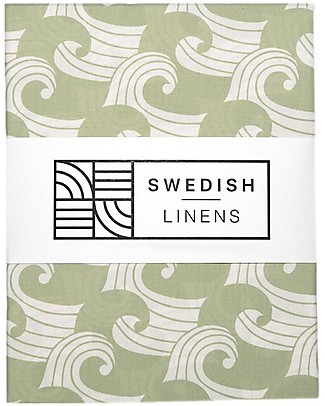 Swedish Linens Lenzuolo di sotto con angoli per culla - Onde verde salvia 80x40cm Lenzuola e Federe