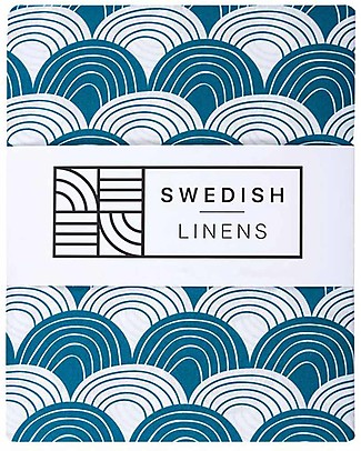 Swedish Linens Lenzuolo di sotto con angoli per lettino - Arcobaleni blu marocco 70x140cm Lenzuola