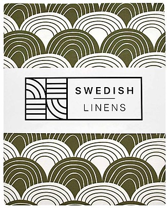 Swedish Linens Lenzuolo di sotto con angoli per lettino - Arcobaleni verde oliva 70x140cm Lenzuola