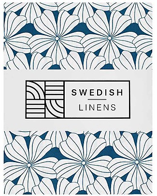 Swedish Linens Lenzuolo di sotto con angoli per lettino - Fiori blu marocco 140x70cm Lenzuola e Federe