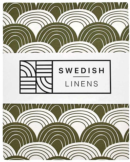 Swedish Linens Lenzuolo di sotto con angoli per letto oversize - Arcobaleni verde oliva 200x140cm Lenzuola e Federe