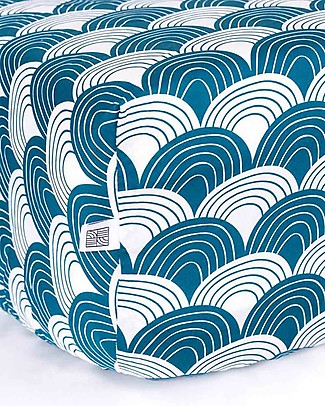 Swedish Linens Lenzuolo di sotto con angoli per letto singolo oversize - Arcobaleni blu marocco 140x200cm Lenzuola