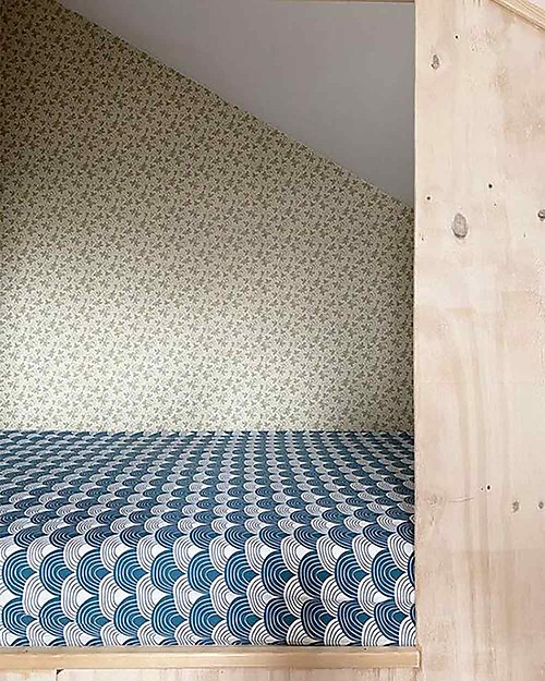 Swedish Linens Lenzuolo di sotto con angoli per letto singolo oversize - Arcobaleni blu marocco - 200x140cm Lenzuola e Federe