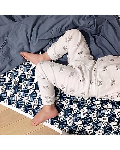 Swedish Linens Lenzuolo di sotto con angoli per letto singolo oversize - Arcobaleni blu marocco - 200x140cm Lenzuola e Federe